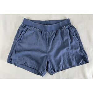 Faherty Women's Shorts Size XL 4" Linen Blend Pull‎ On, Navy, Gorpcore